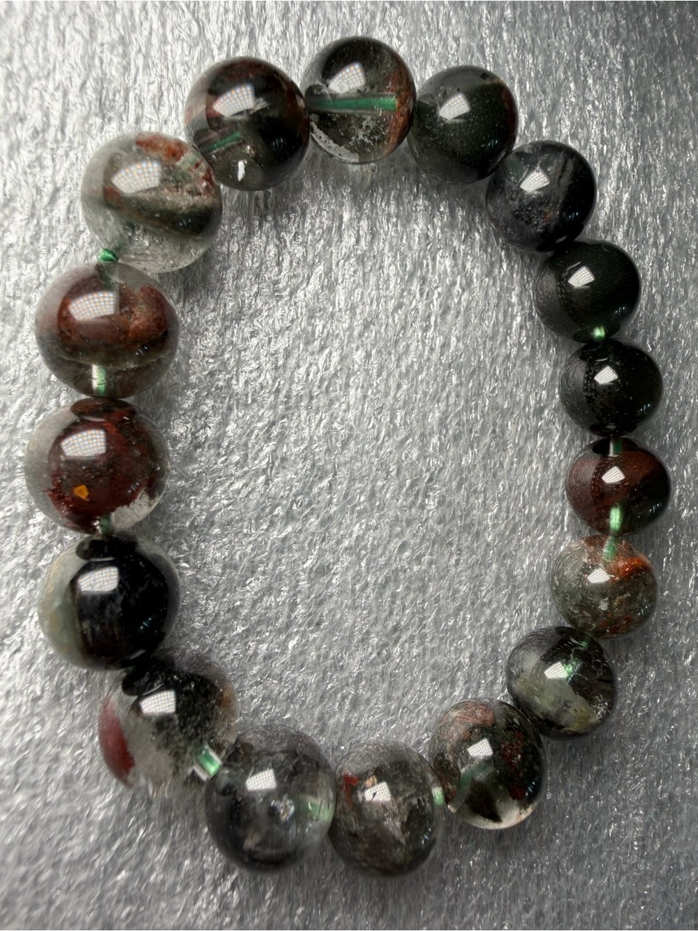Stunning 12MM Phantom Garden Quartz Natural Crystal Bracelet